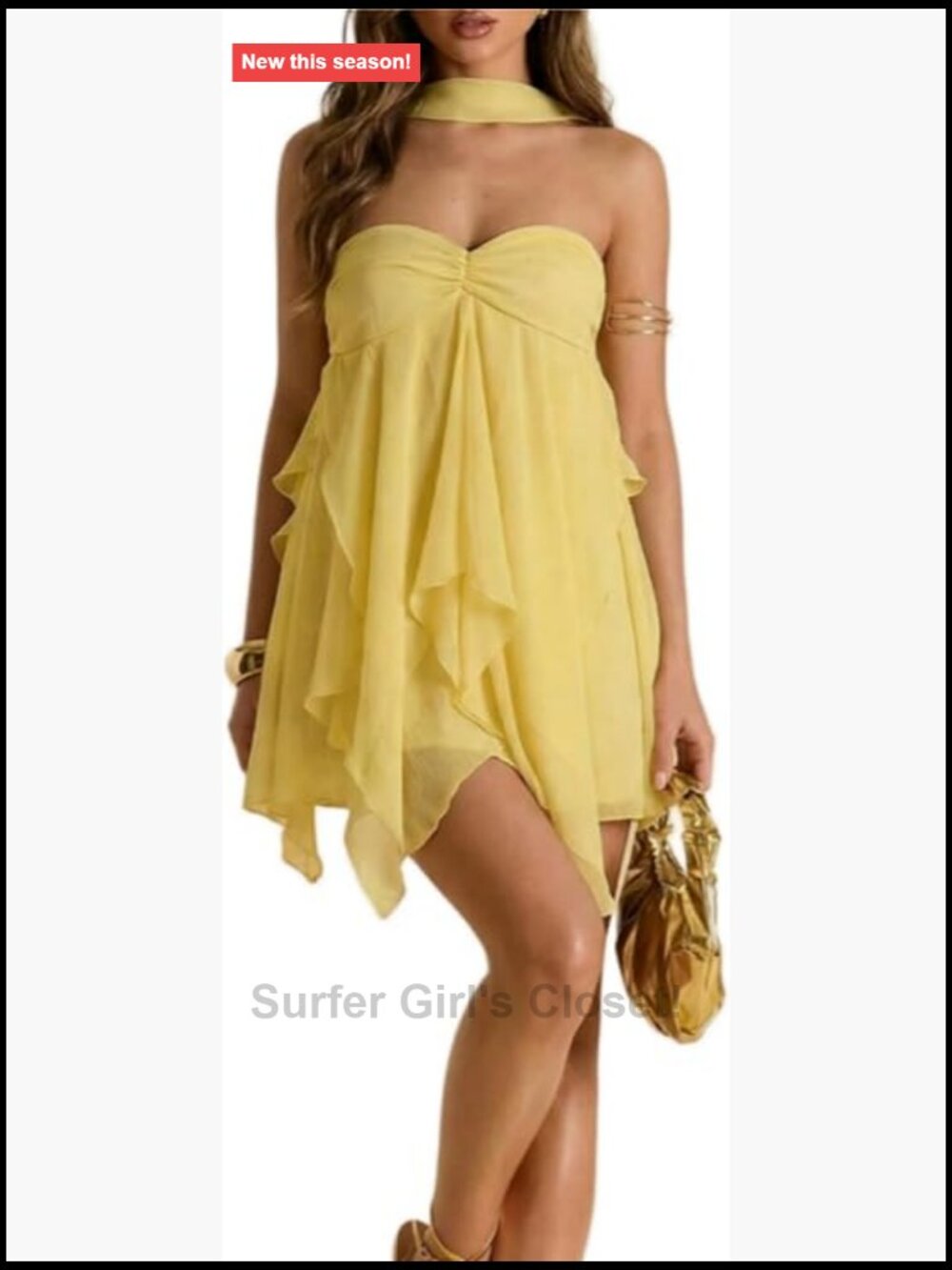 Floerns Cut Out Halter Dress Chiffon Sleeveless Layered Ruffle Going Out